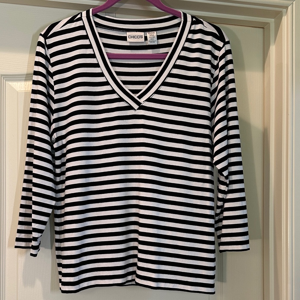 Chico's Striped Top Sz 2